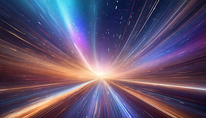 Fototapeta na wymiar Futuristic light speed concept with vibrant hues, abstract lines, and cosmic patterns in a mesmerizing space warp backdrop
