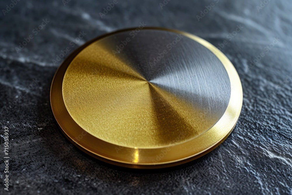Aufkleber A close up shot of a metal button on a table. This versatile image can be used for various projects