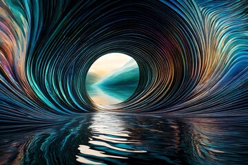 Iridescent waves forming a portal to an alternate dimension