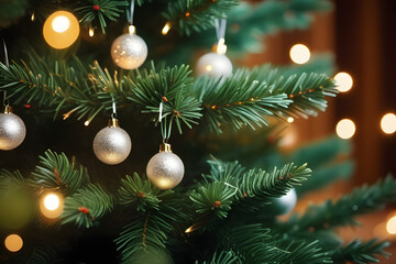 Obraz na płótnie Canvas christmas tree with decorations. 