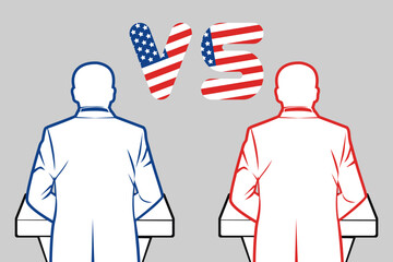 Pre-election debates of presidential candidates. US Presidential election, voting for your candidate. - obrazy, fototapety, plakaty