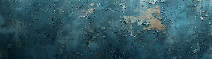 Close Up of Peeling Blue Paint on Wall