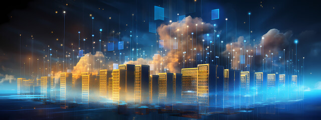 Fototapeta premium Geometric Data Scape: Layers of Digital Complexity