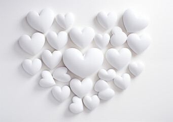 Fototapeta premium A bunch of white hearts on a white background