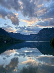 Evening scenery of Bohinj lake in Slovenia
