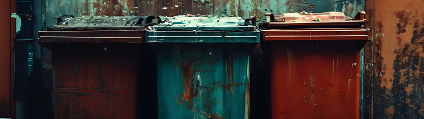 Rusted Metal Trash Can in Front of Rusted Building