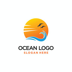 Vector ocean wave logo template vector ocean simple and modern logo design