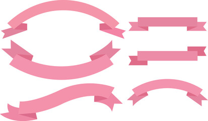 Obraz premium cute pink ribbon set. vector illustration suitable for valentine and romantic theme. eps file vector