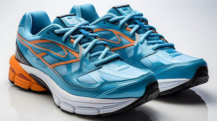 blue Running shoes isolated on white background	
