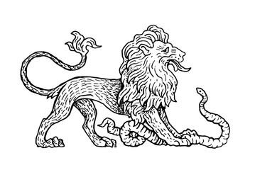 Lion King of Beasts Growls Cat Print Tattoo Stamp Coloring Book