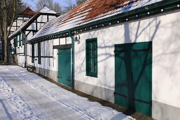 Historisches Fachwerkhaus im Winter in Iserlohn im Sauerland