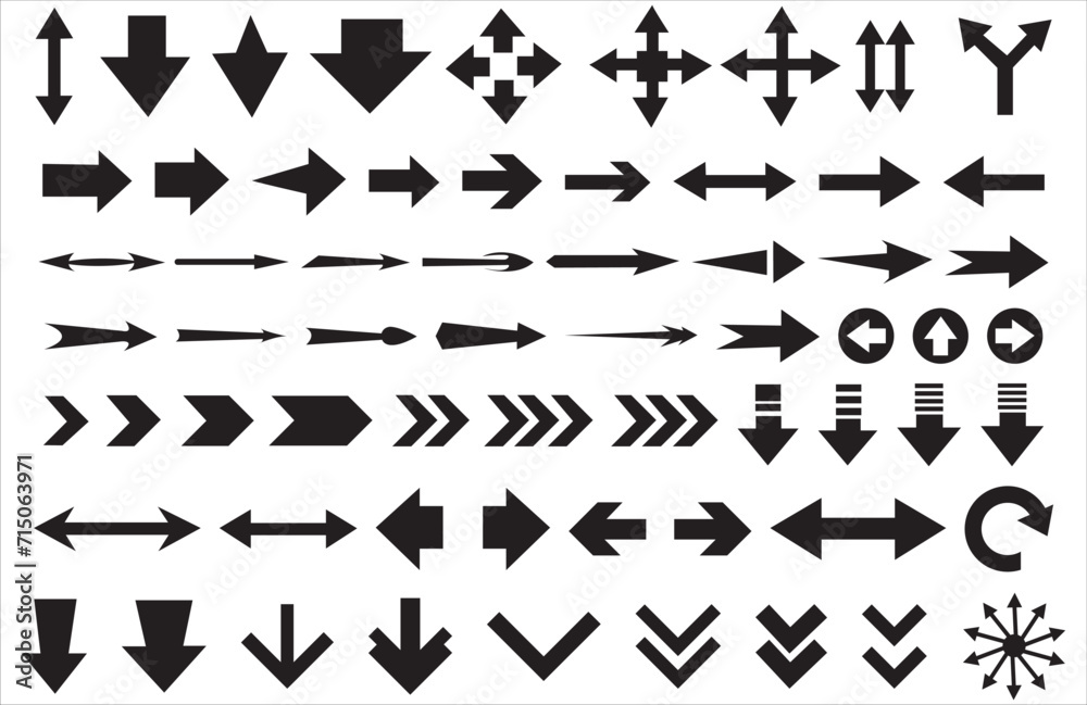 Poster arrows set. arrow icon collection. set different arrows or web design. arrow flat style isolated on 