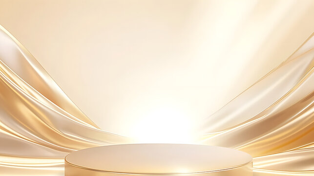 golden podium standing isolated on a gold screen