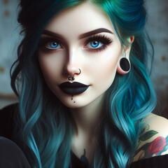 Fototapeta premium woman with dyed hair