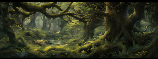 Emerald Haven: Sunlight and Shadows in the Ancient Forest