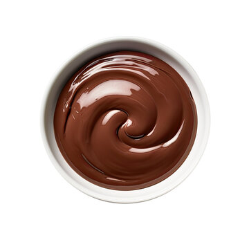 A Bowl of Chocolate Sauce Isolated on a Transparent Background 