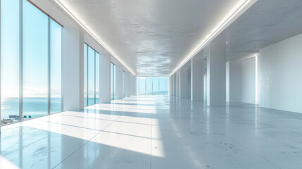 Modern Empty Office with Ocean View