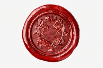 Red wax seal isolated on white background