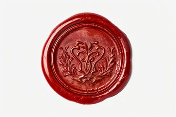 Red wax seal isolated on white background
