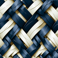 Seamless flat braided herringbone texture in white and blue colors.