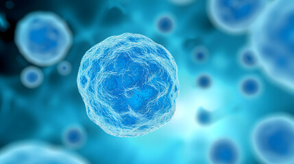 Illustration of cells in blue - obrazy, fototapety, plakaty