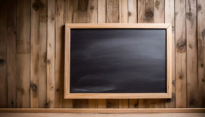 blank blackboard on wooden background
