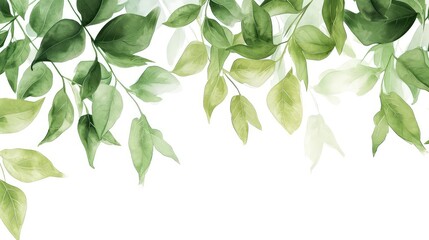frame of green leaves on white background with space for copy and text