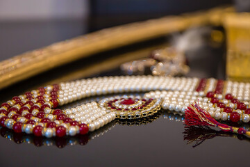 Indian Punjabi Sikh groom's wedding jewelry jewellery close up