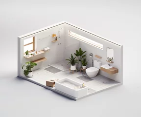 Foto op Canvas Isometric view bathroom open inside interior architecture 3d rendering without AI generated © sarawut795