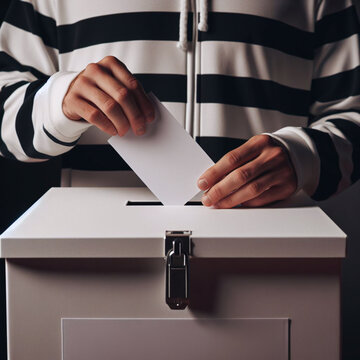 Man casting a ballot into a voting box.