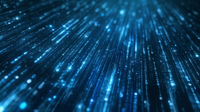 Digital binary code matrix background - 3D rendering of a scientific technology data binary code network conveying connectivity, complexity and data flood of modern digital age