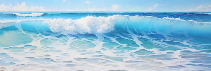 Beautiful sandy beach and blue ocean waves