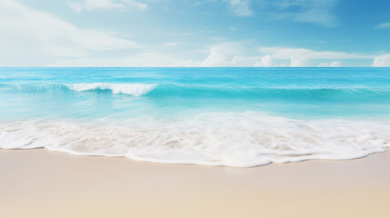 Fototapeta na wymiar Beautiful sandy beach and blue ocean waves