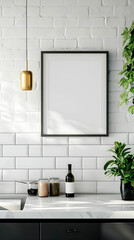 Modern Kitchen Interior with Blank Poster, Layout