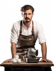 Skilled Male Barista Crafting Coffee, AI Generated
