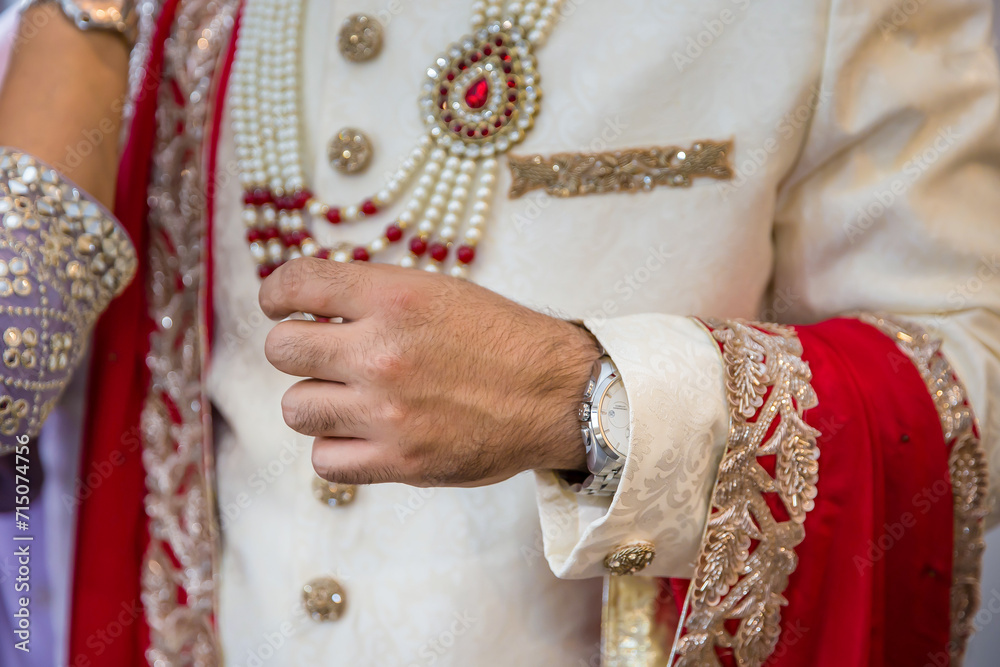 Sticker indian punjabi sikh groom's wedding jewelry jewellery close up - Stickers
