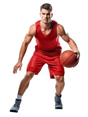 Dynamic Male Basketball Player on Court, AI Generated