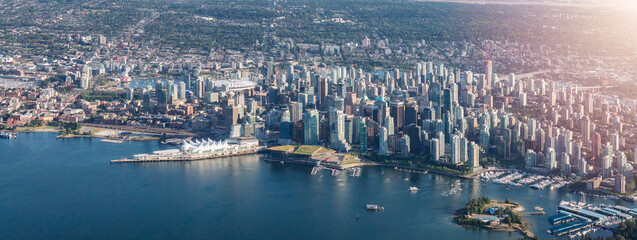Downtown Vancouver, British Columbia, Canada. Aerial Panorama