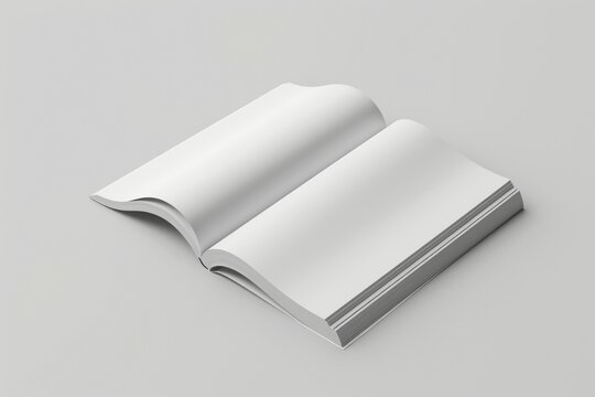 Blank mock up vector portrait cover magazine isolated on gray. Empty book mockup. Opened 3d realistic booklet or brochure soft cover, album or catalog, journal or magazine template, blank white paper 