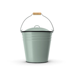 Blue Enamel Bucket with Lid PNG