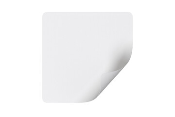 White square sticker badge with bend corner