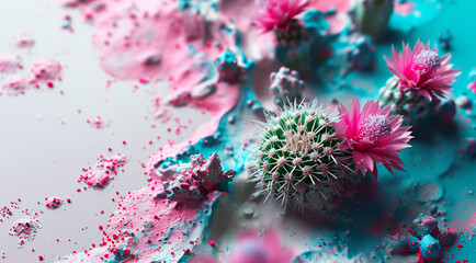  Three-dimensional illustration of a background with flowers for holiday cards,Generated by AI