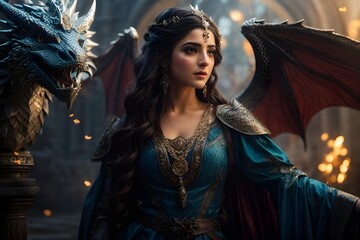 A girl with a little dragon, Queen in the fantasy world