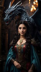 A girl with a little dragon, Queen in the fantasy world