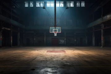 Fotobehang Old basketball court in the gym © Michael