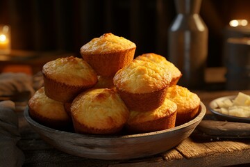 Cornbread muffins with a rustic and homemade