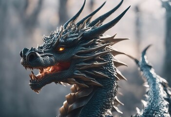 Elegant Dragon Head with Red Eyes Outdoor