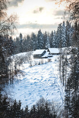 landscape house in the mountains