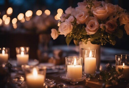 Enchanted Evening with Florals and Candle Ambiance for Romantic Dinner Outdoor
