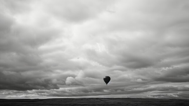 Black and white hot air balloon in the sky